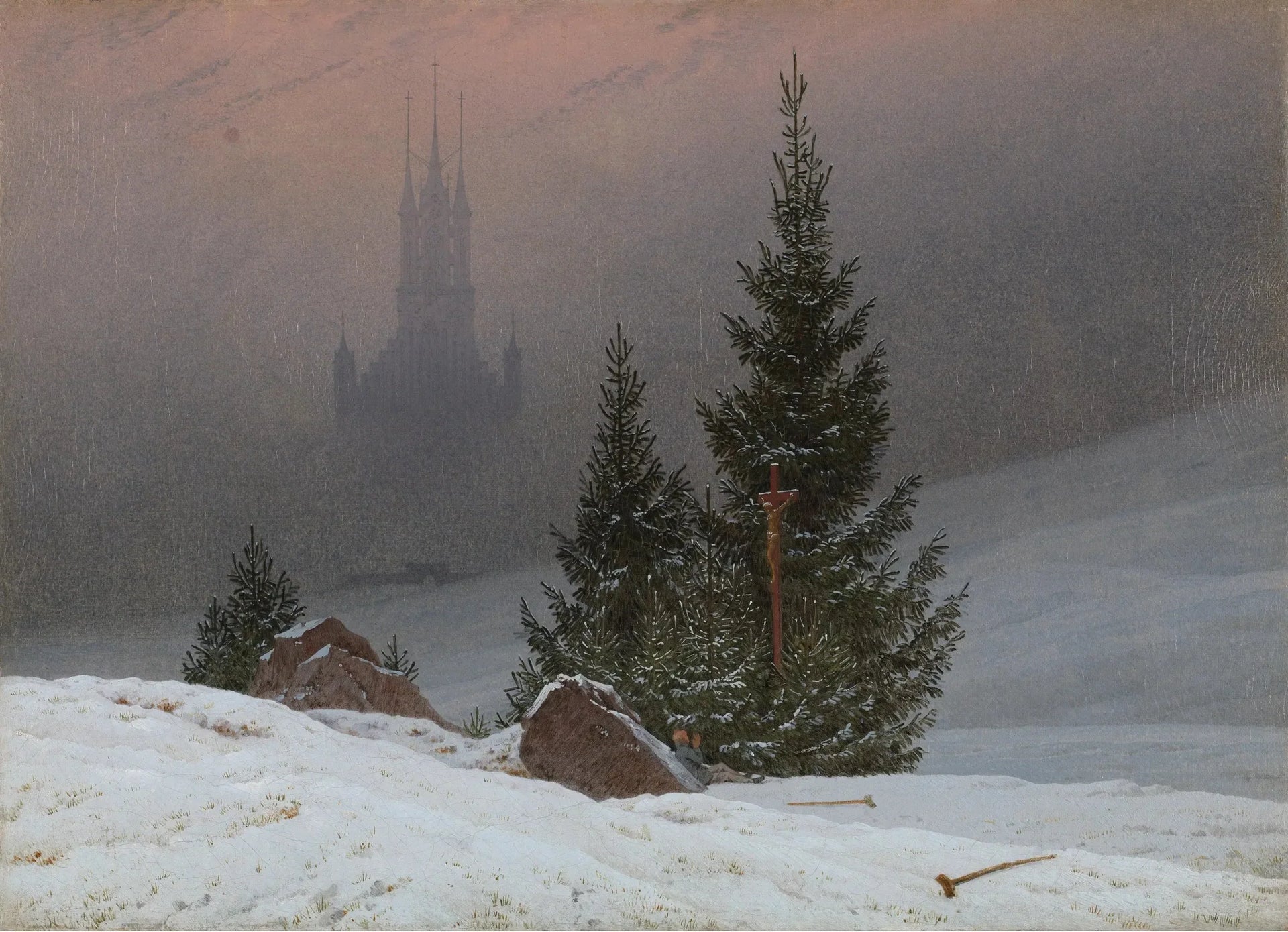 Paysage d'hiver avec église - Caspar David Friedrich image 1 reproduction artisanale de tableau