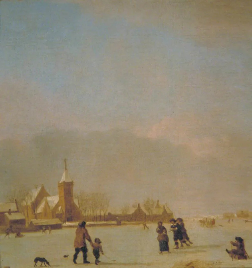Paysage d'hiver avec patineurs - Adriaen van de Velde image 1 reproduction de peinture à l’huile