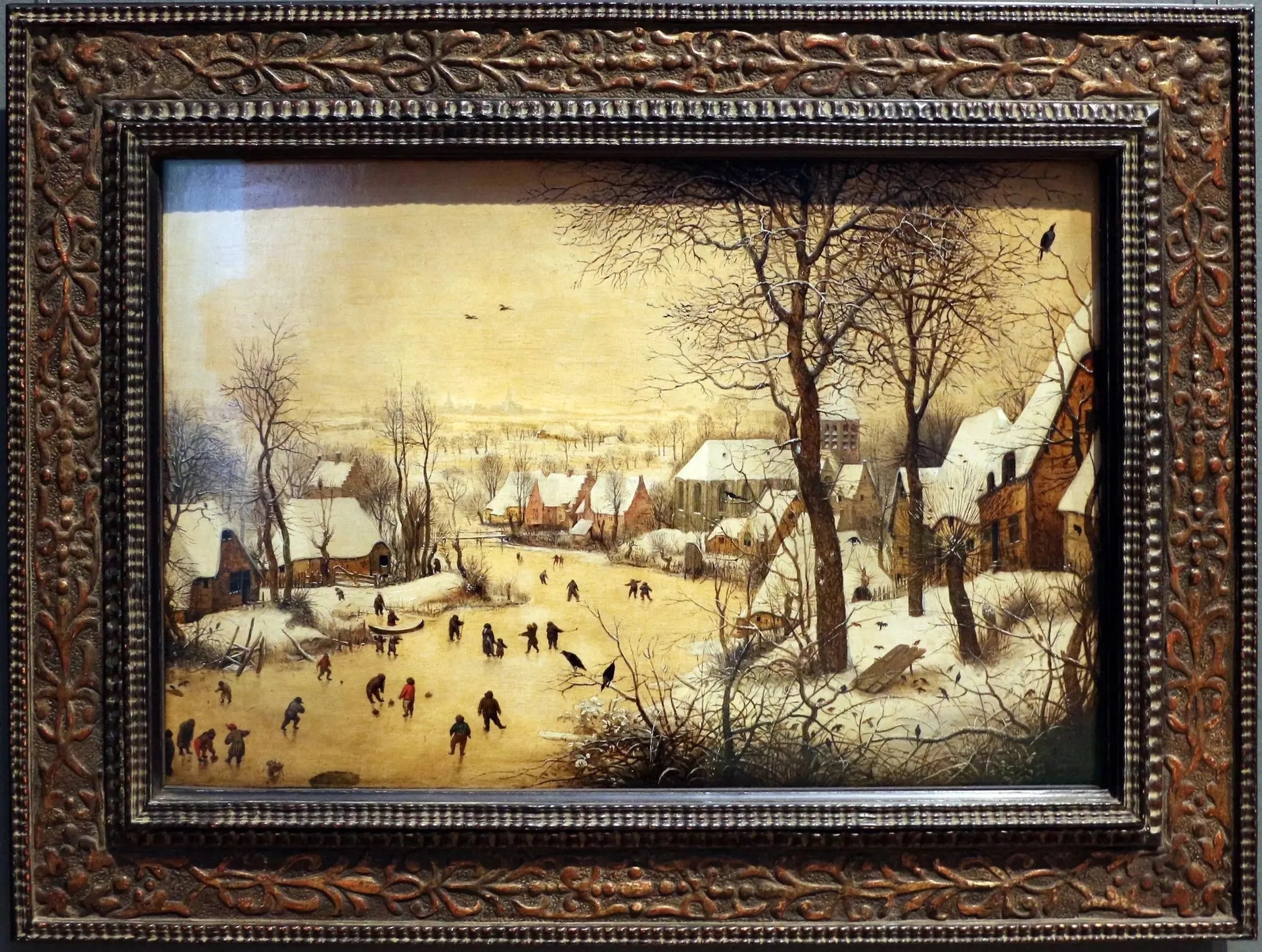 Paysage d'hiver avec patineurs et piège aux oiseaux - Pieter Brueghel the Elder image 2 reproduction d’œuvre d’art à l’huile