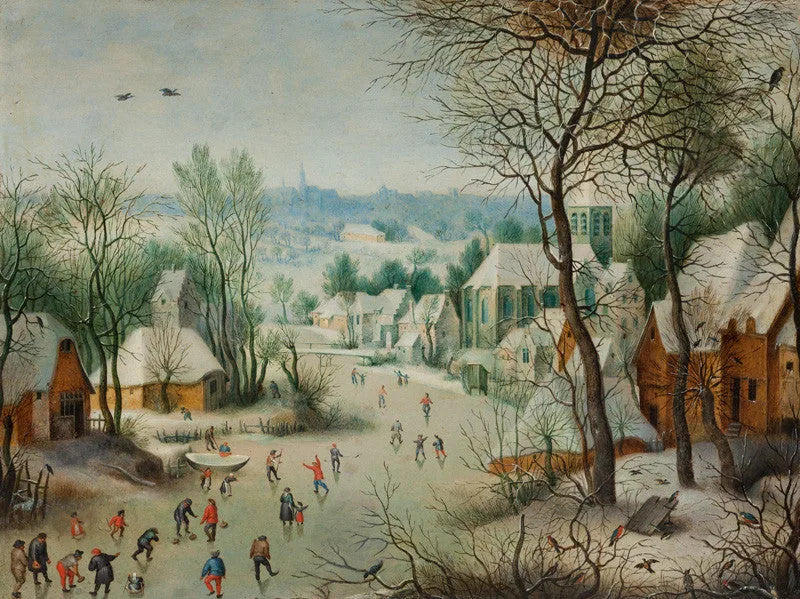 Paysage d'hiver avec piège à oiseaux - Jan Brueghel l'Ancien image 1 reproduction de peinture à l’huile