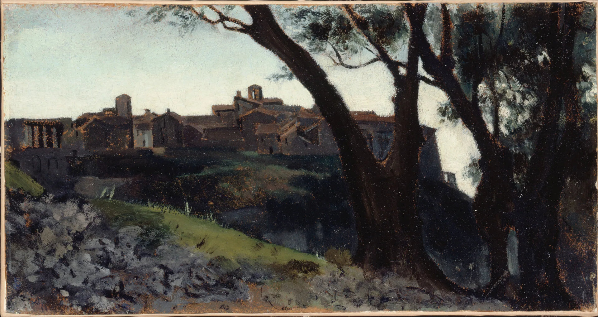 Paysage d'Italie. Village au crépuscule - Jean-Jacques Henner image 1 reproduction d’œuvre d’art à l’huile