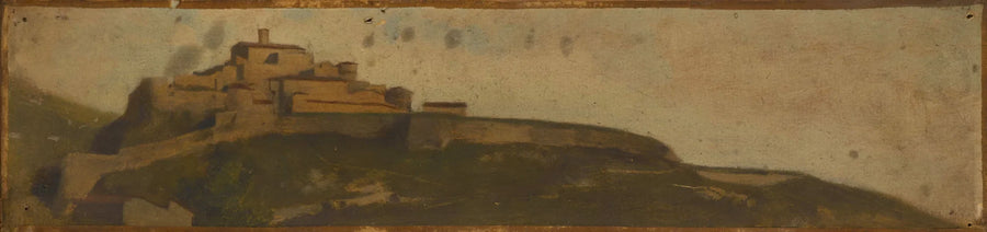 Paysage d'Italie, village fortifié sur la colline - Jean-Jacques Henner