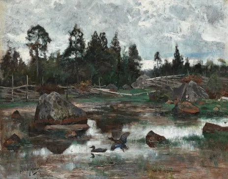 Paysage d'Uppland - Bruno Liljefors image 1 copie de tableau peinte à la main