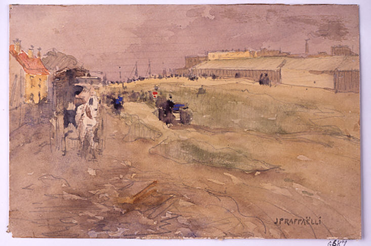 Paysage de banlieue (scène avec cheval et calèche) - Jean-François Raffaëlli image 1 copie de tableau peinte à la main