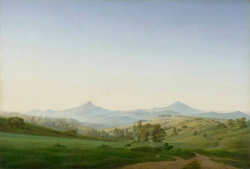Paysage de Bohême avec le mont Milleschauer - Caspar David Friedrich image 1 reproduction réalisée par Alpha Reproduction