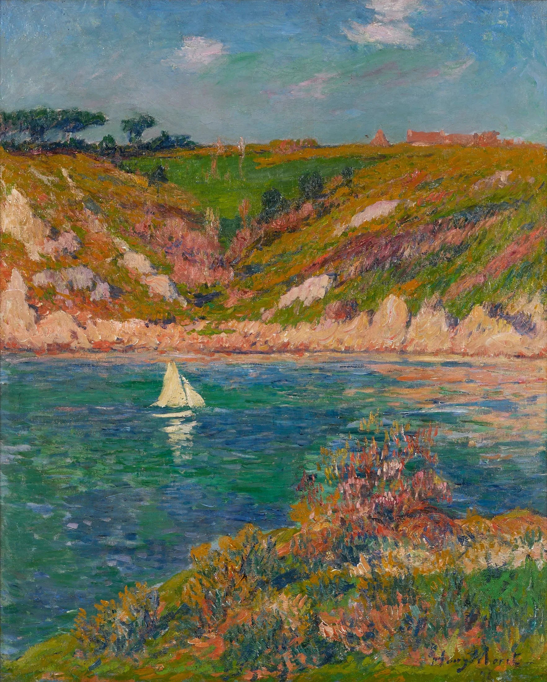 Paysage de Doëlan à la voile blanche - Henry Moret image 1 reproduction de peinture à l’huile