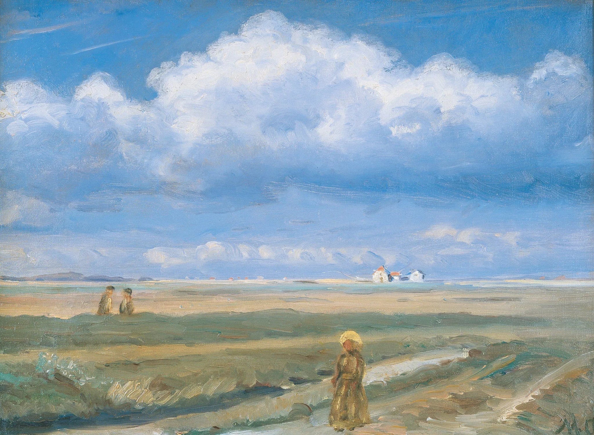 Paysage de lande, Skagen, silhouettes au premier plan - Michael Peter Ancher image 1 reproduction de peinture à l’huile
