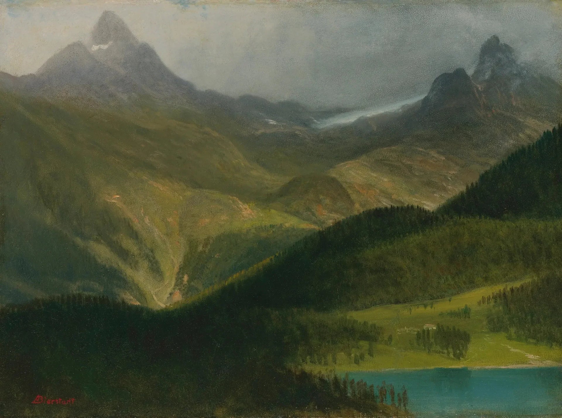 Paysage de montagne - Albert Bierstadt image 1 copie peinte à la main à l’huile