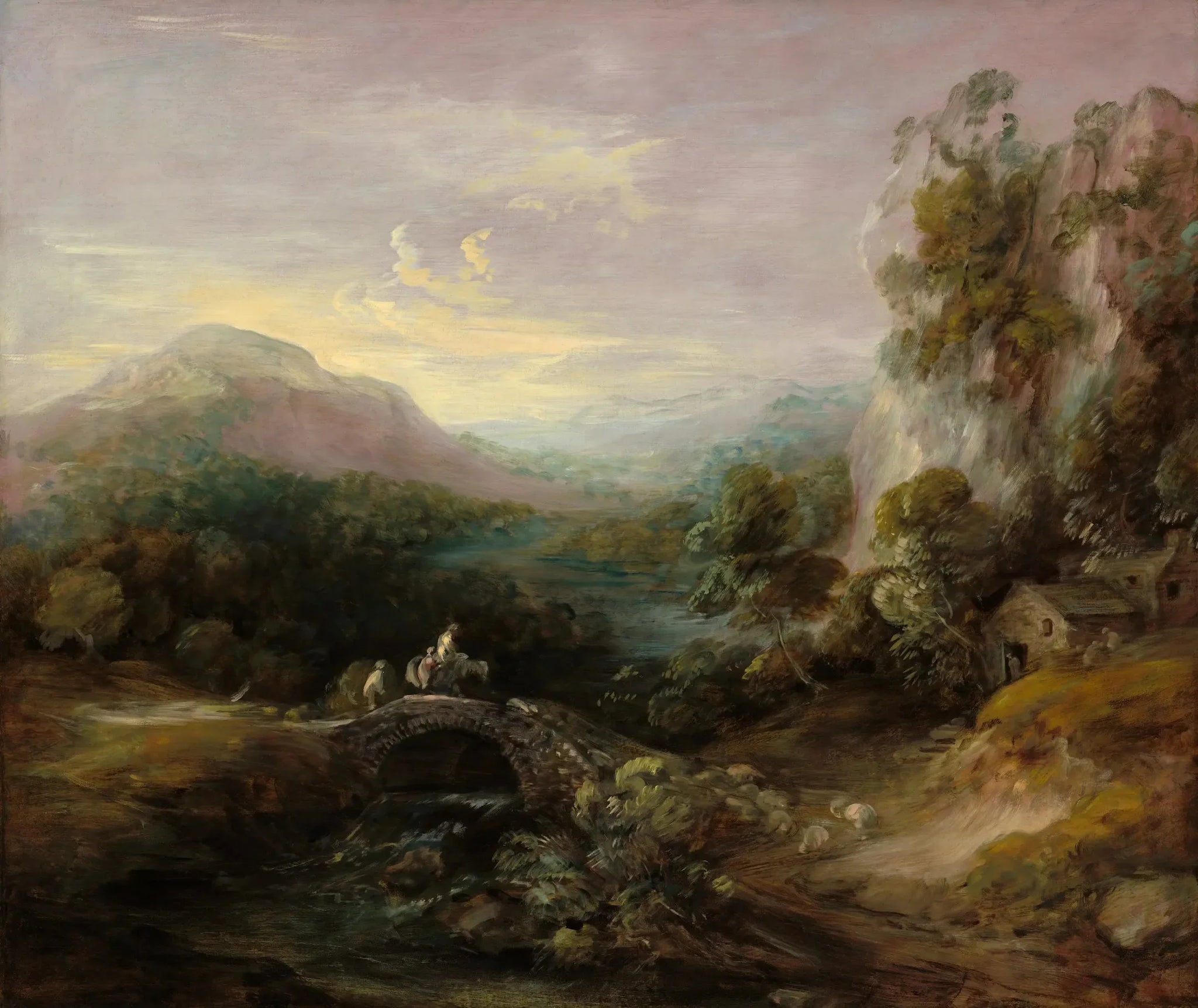 Paysage de montagne avec pont - Thomas Gainsborough image 1 reproduction artisanale de tableau