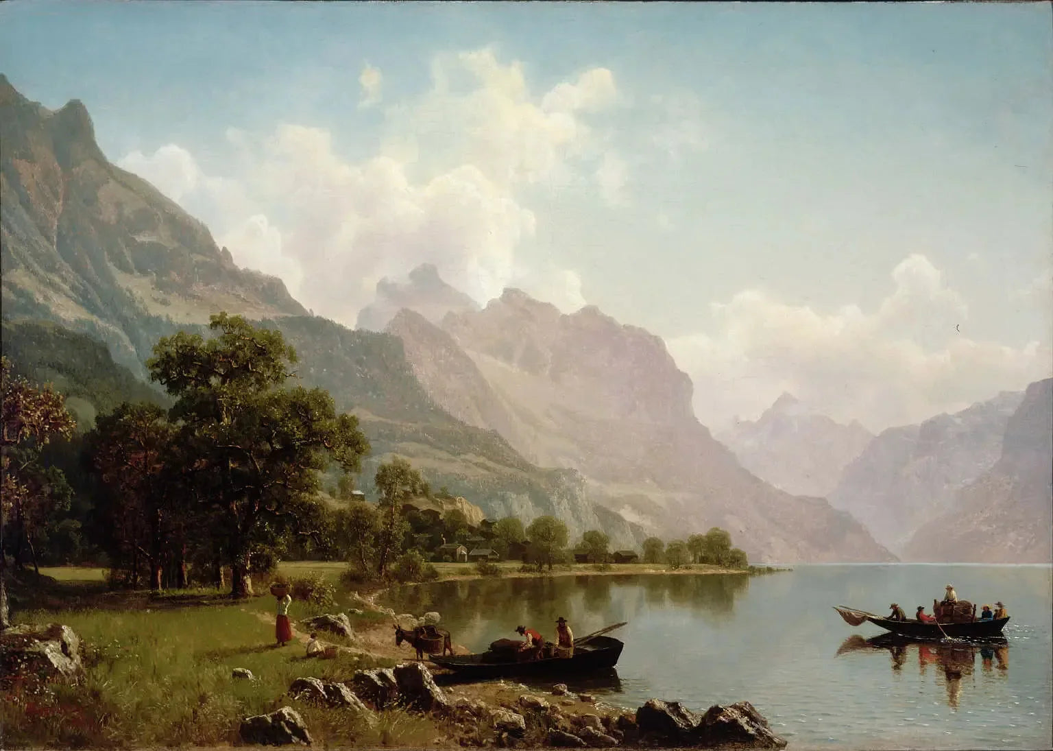 Paysage de montagne suisse - Albert Bierstadt image 1 copie de tableau peinte à la main