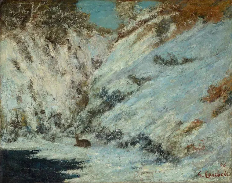 Paysage de neige dans le Jura, avec chevreuil - Gustave Courbet