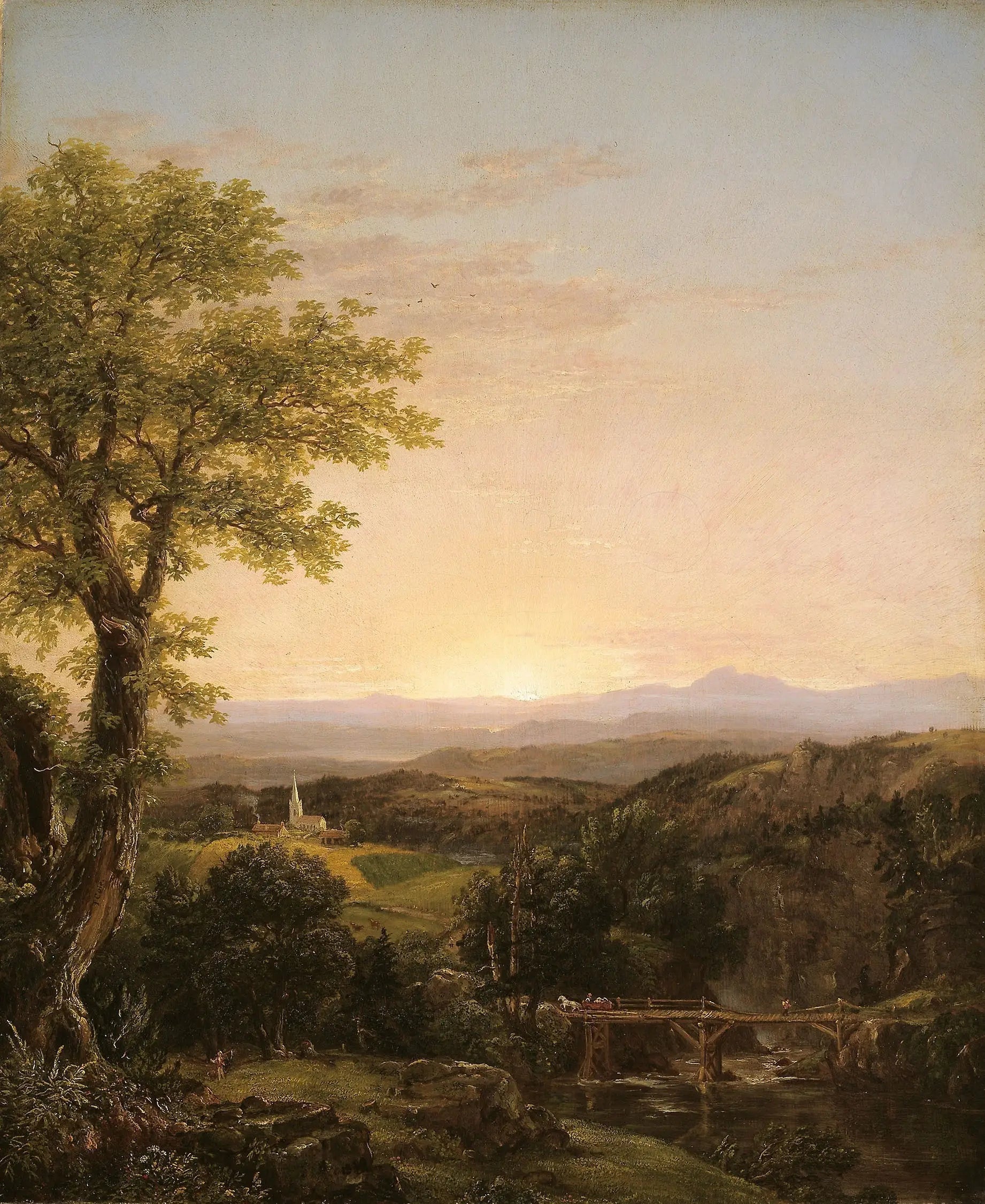 Paysage de Nouvelle Angleterre - Thomas Cole image 1 reproduction de peinture à l’huile