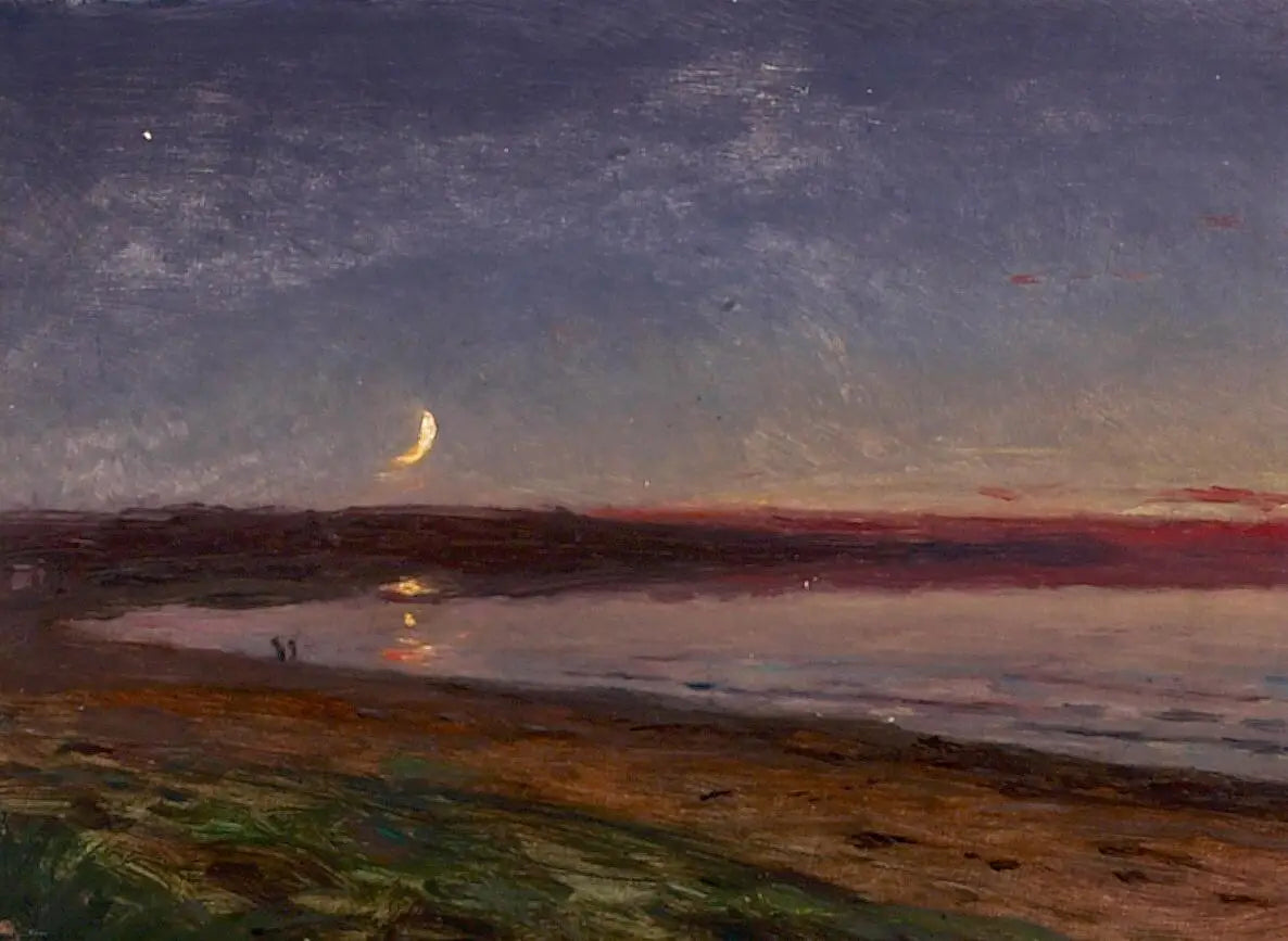 Paysage de plage en soirée avec deux personnages. - Peder Severin Krøyer image 1 tableau peint à l’huile sur toile