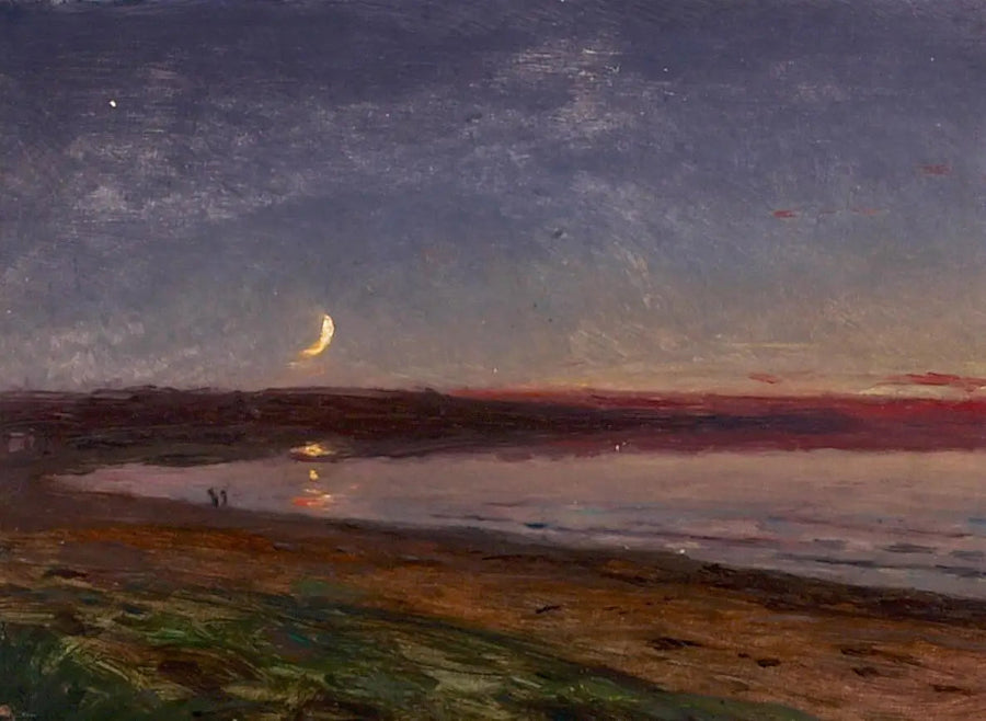 Paysage de plage en soirée avec deux personnages. - Peder Severin Krøyer