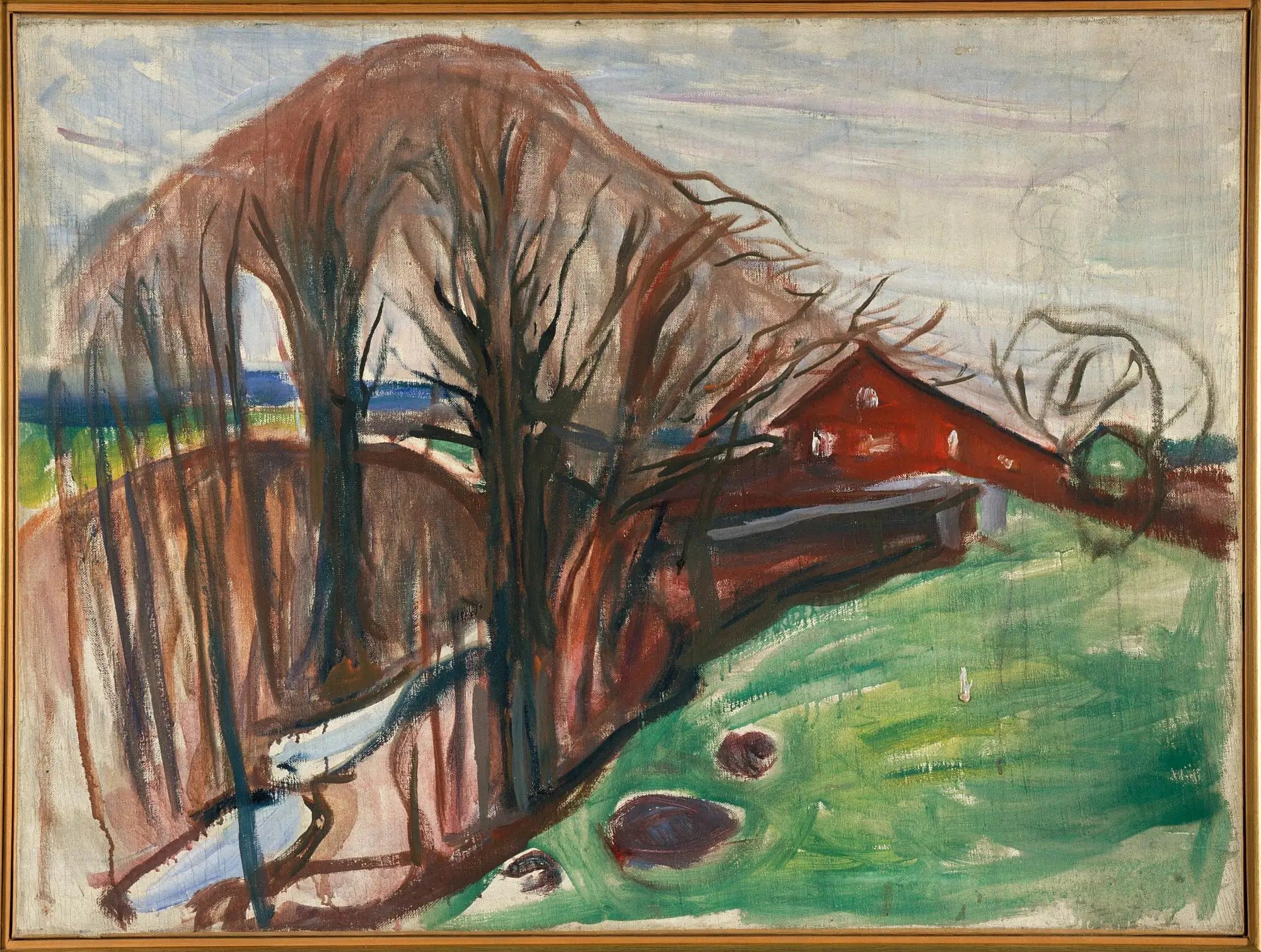 Paysage de printemps à la maison rouge - Edvard Munch image 1 reproduction d’œuvre d’art à l’huile