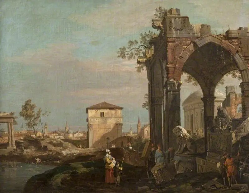 Paysage de ruines de Capriccio - Canaletto image 1 reproduction artisanale de tableau