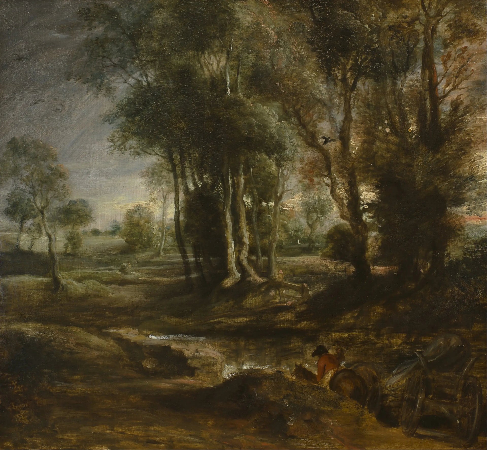 Paysage du soir avec chariot à bois - Peter Paul Rubens image 1 tableau peint à l’huile sur toile