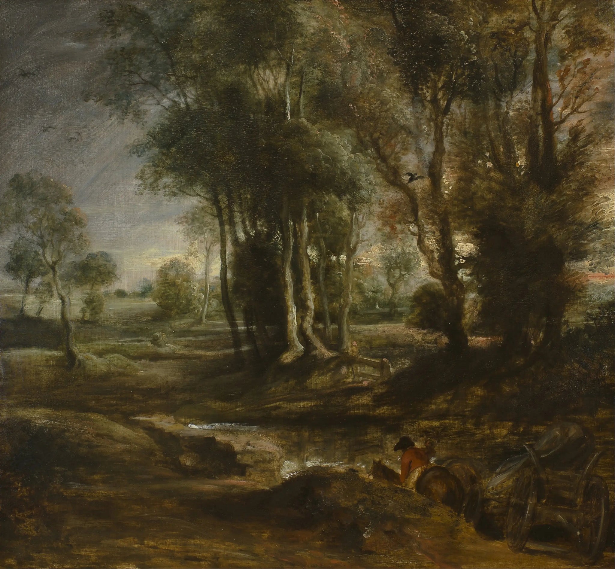Paysage du soir avec chariot à bois - Peter Paul Rubens image 1 tableau peint à l’huile sur toile