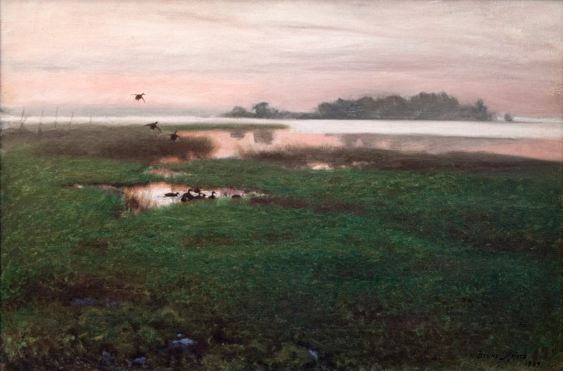 Paysage du soir - Bruno Liljefors image 1 copie de tableau peinte à la main