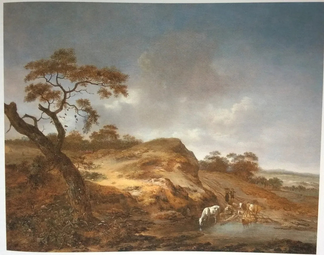 Paysage dunaire avec des troupeaux de bovins près d'un étang - Adriaen van de Velde image 1 reproduction réalisée par Alpha Reproduction
