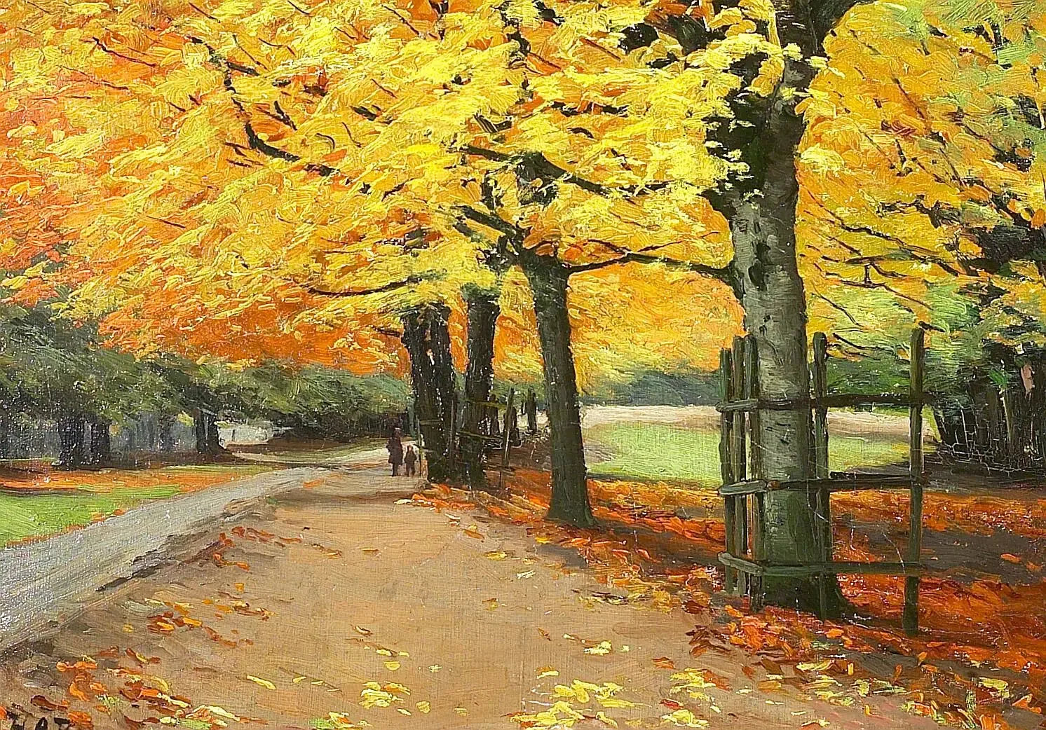 Paysage en automne. - H. A. Brendekilde image 1 copie peinte à la main à l’huile
