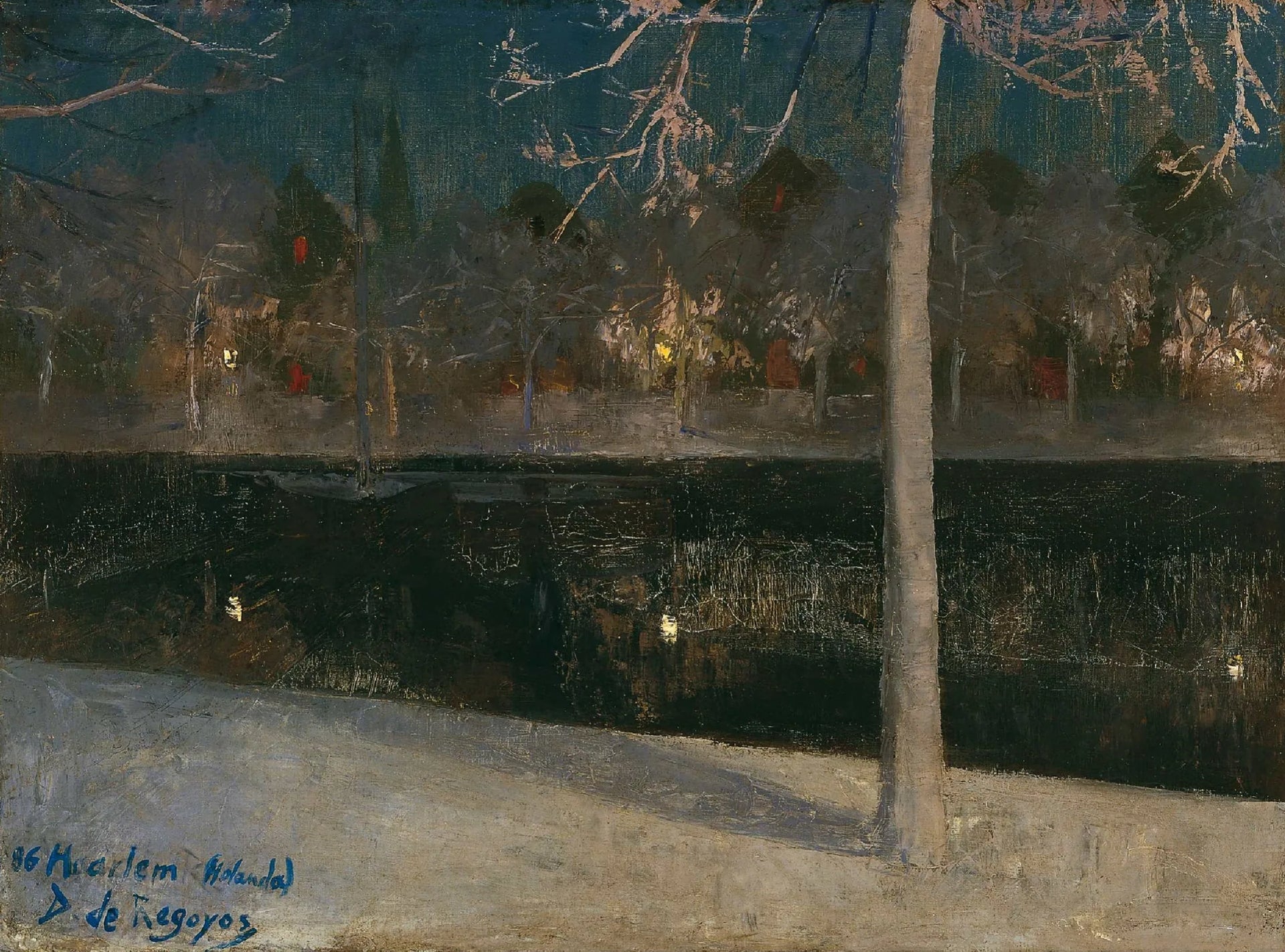 Paysage enneigé de nuit. Haarlem - Darío de Regoyos image 1 copie de tableau peinte à la main