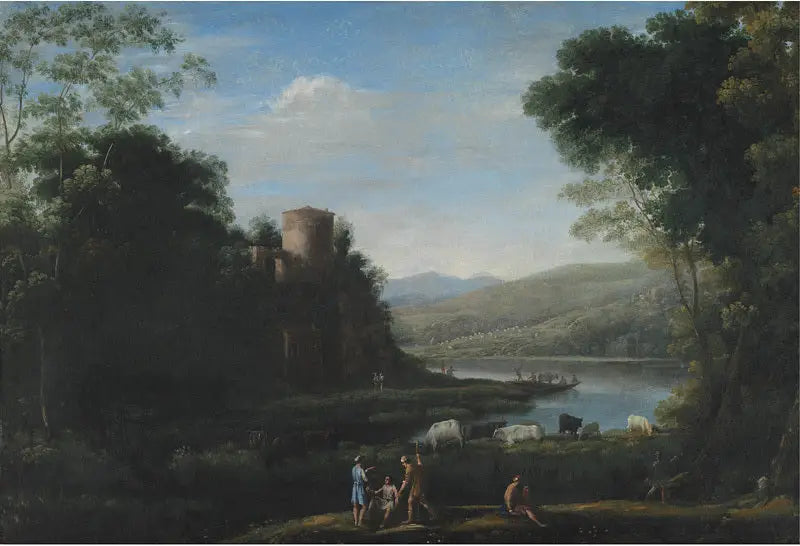 Paysage fluvial avec bergers - Claude Lorrain image 1 tableau peint à l’huile sur toile