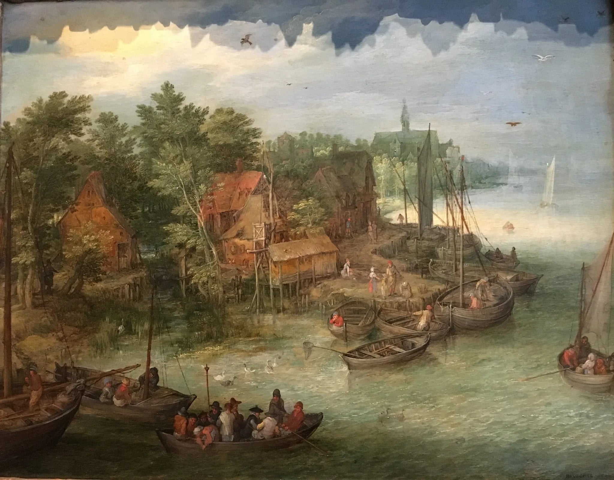 Paysage fluvial avec embarcadère (Turin) - Jan Brueghel l'Ancien image 1 tableau peint à l’huile sur toile