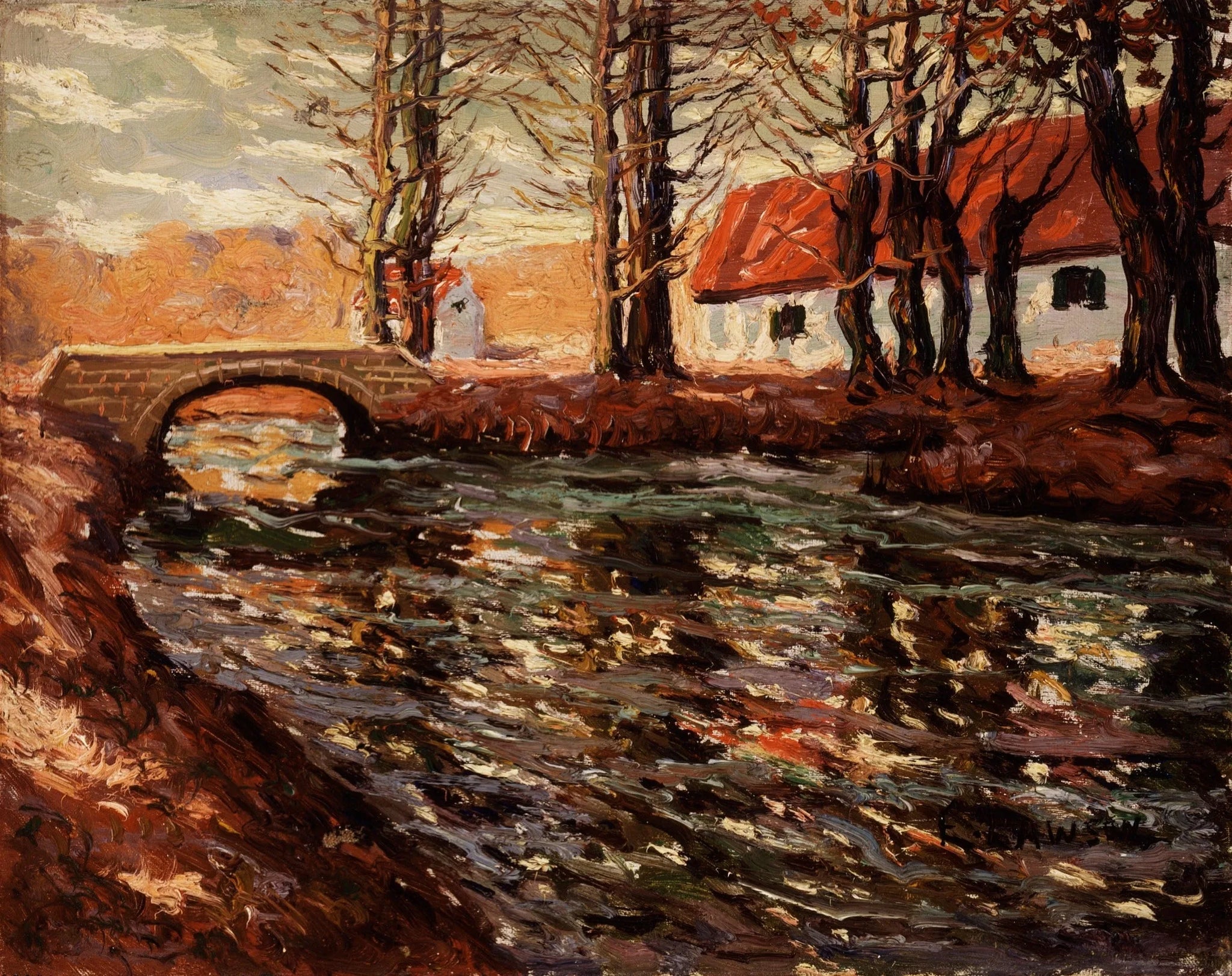 Paysage fluvial - Ernest Lawson image 1 reproduction artisanale de tableau