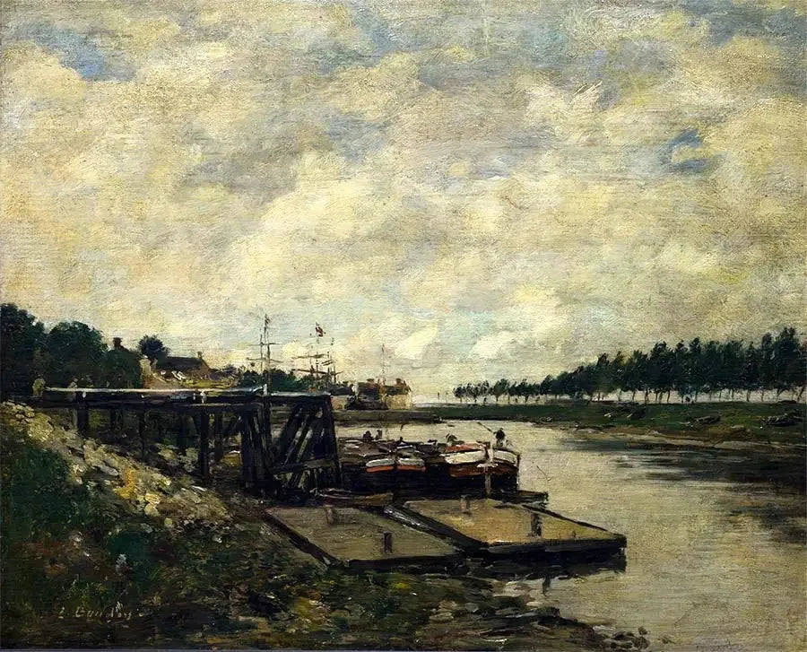 Paysage fluvial - Eugène Boudin image 1 copie peinte à la main à l’huile