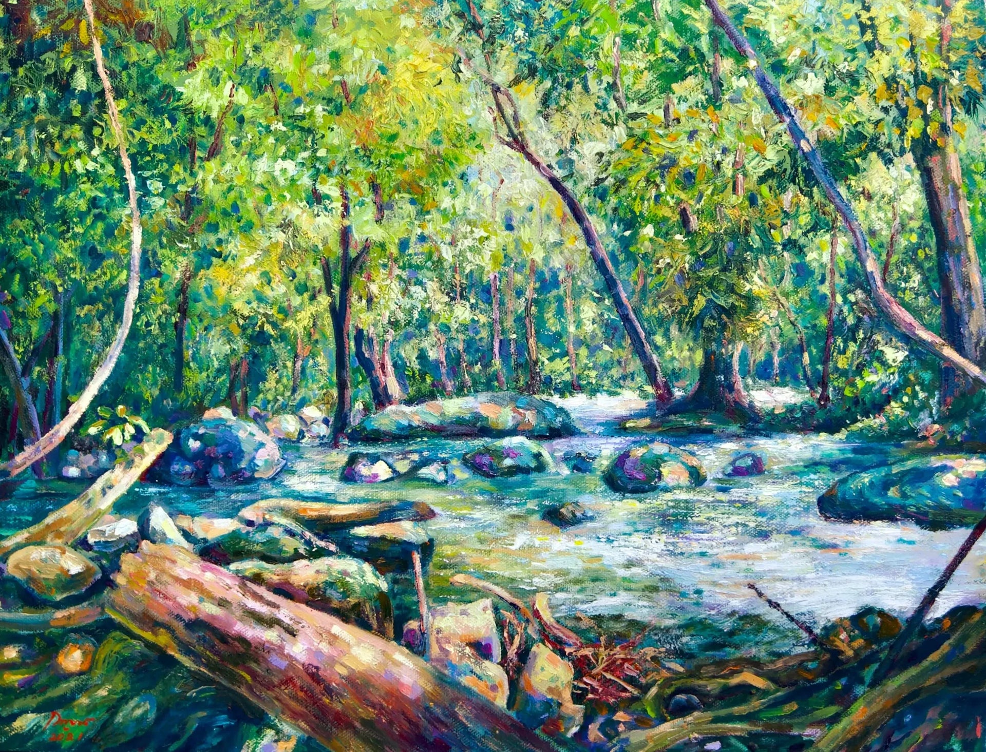 Paysage forestier | 50 x 40 cm image 1 copie peinte à la main à l’huile