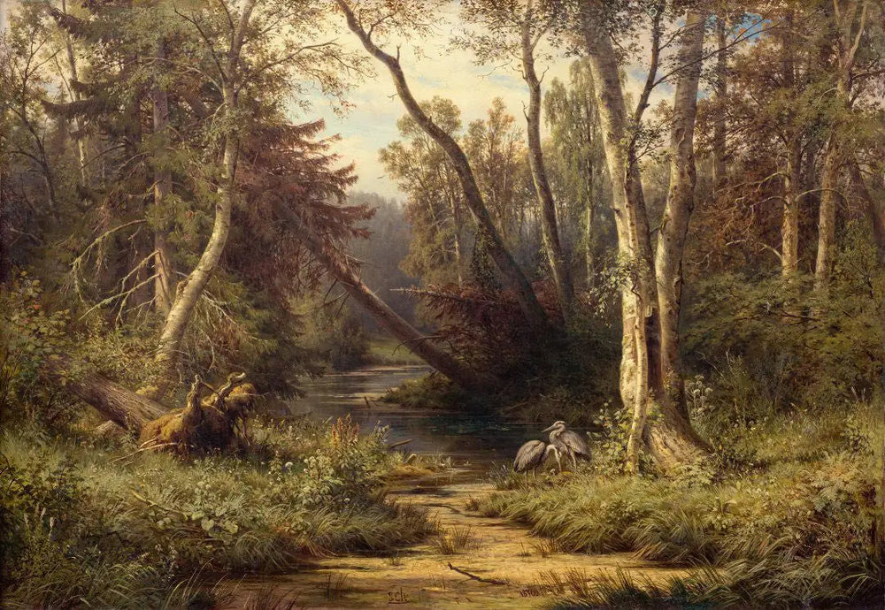 Paysage forestier avec des hérons - Ivan Chichkine - Alpha Reproduction