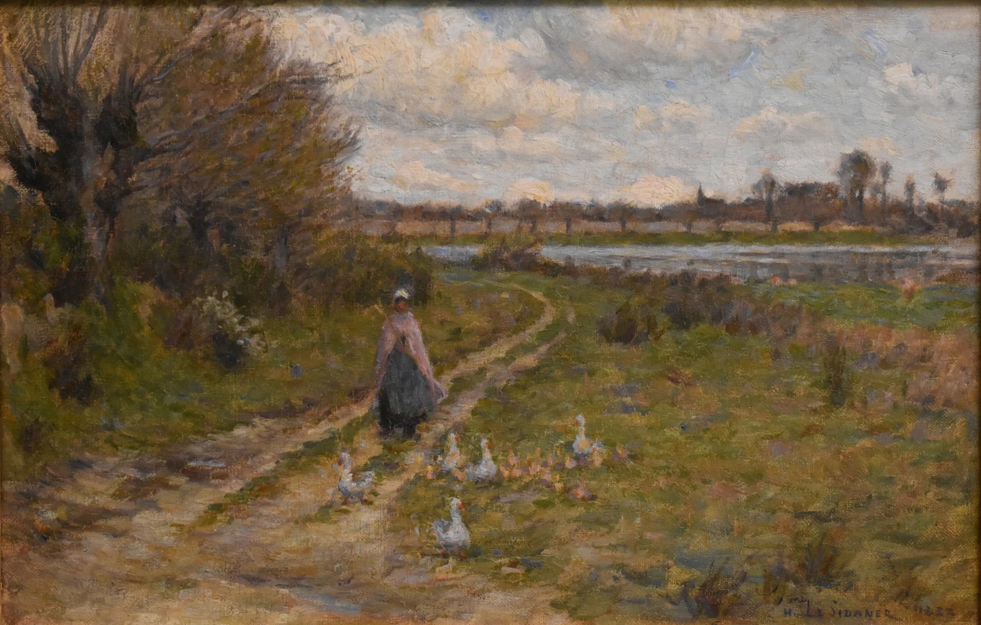 Paysage, gardeuse d'oies - Henri Le Sidaner image 1 copie peinte à la main à l’huile