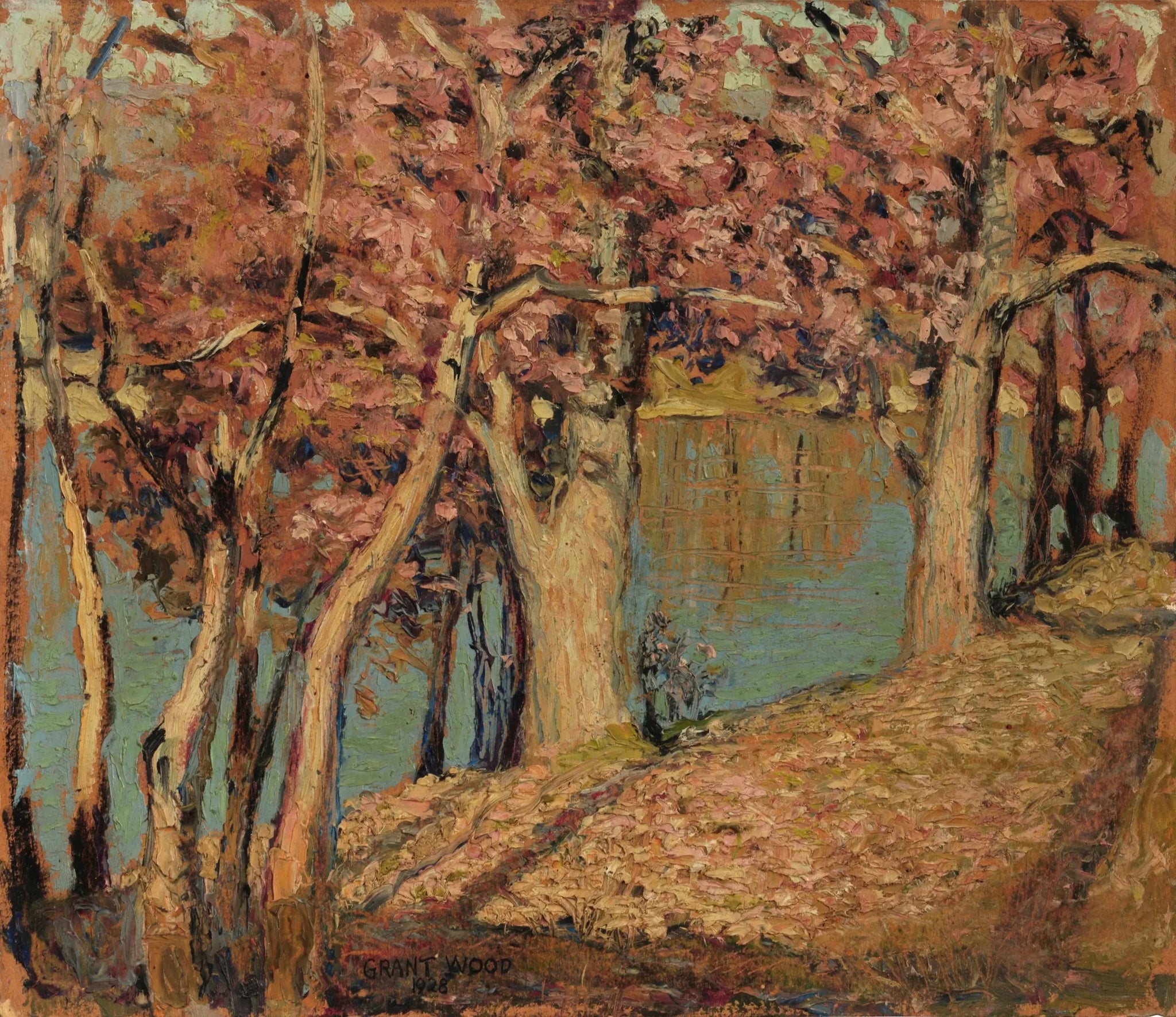 Paysage - Grant Wood image 1 copie peinte à la main à l’huile