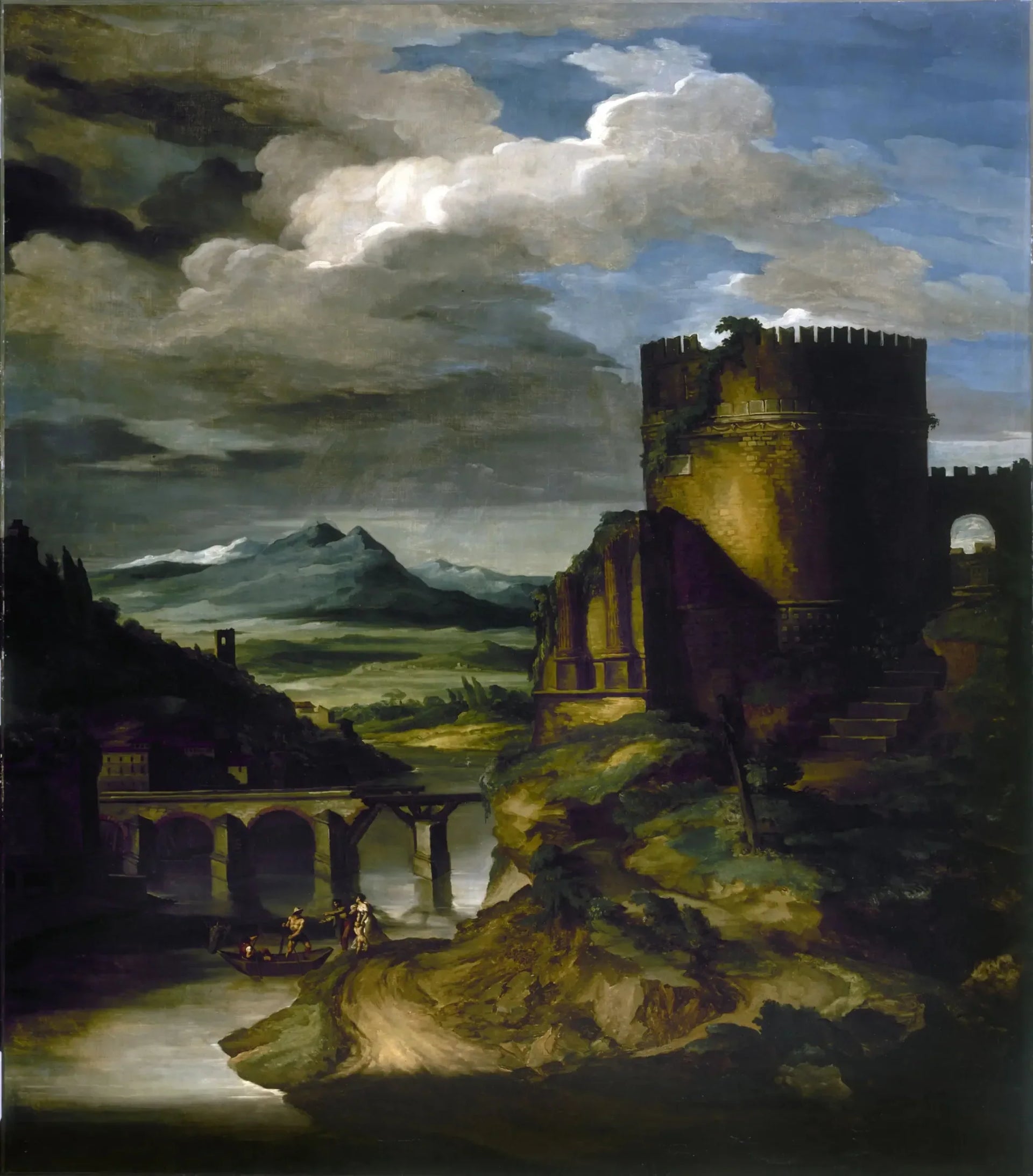 Paysage italien au tombeau - Théodore Géricault image 1 reproduction de peinture à l’huile