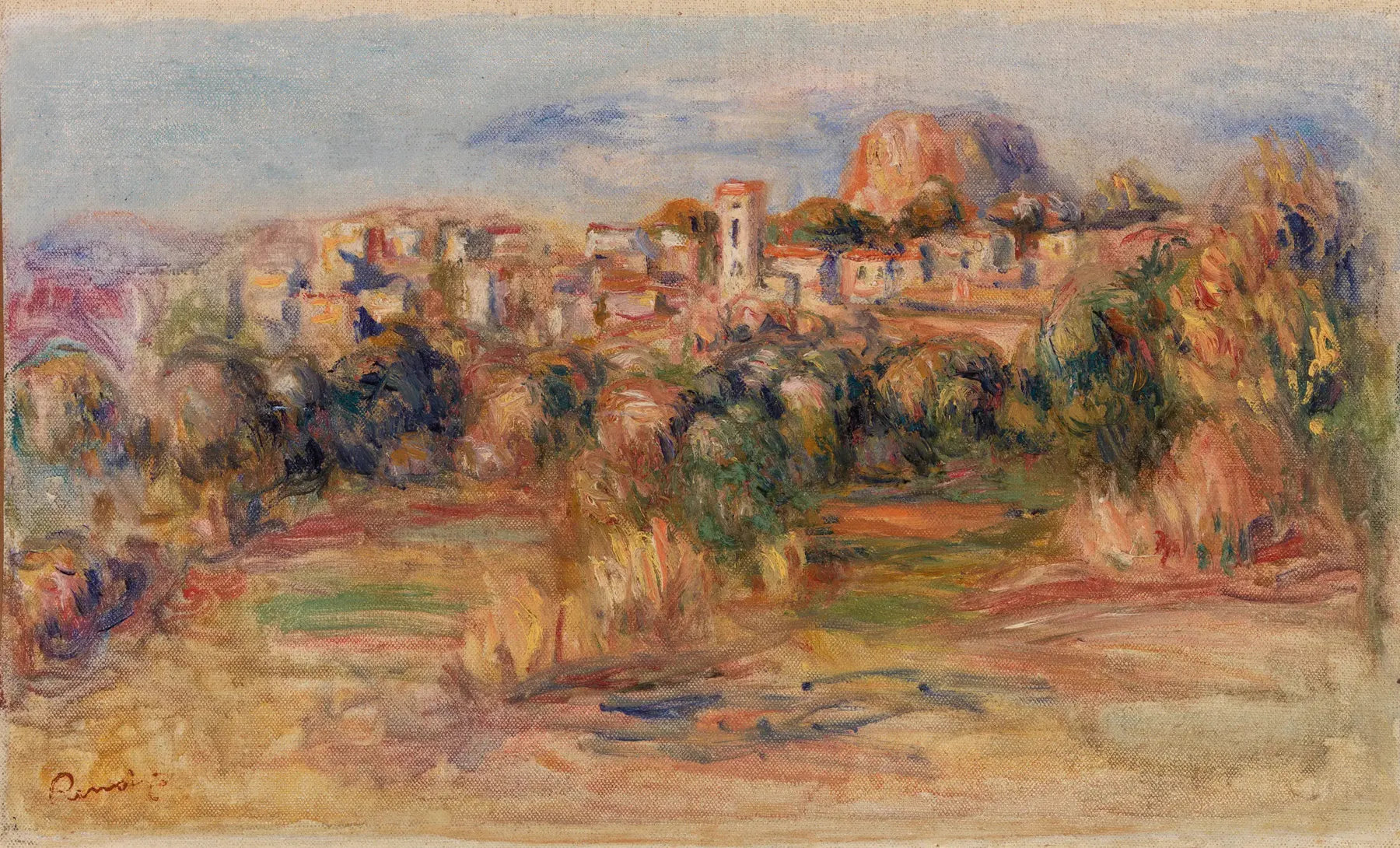 Paysage, La Gaude (Paysage, La Gaude) - Pierre-Auguste Renoir image 1 reproduction de peinture à l’huile