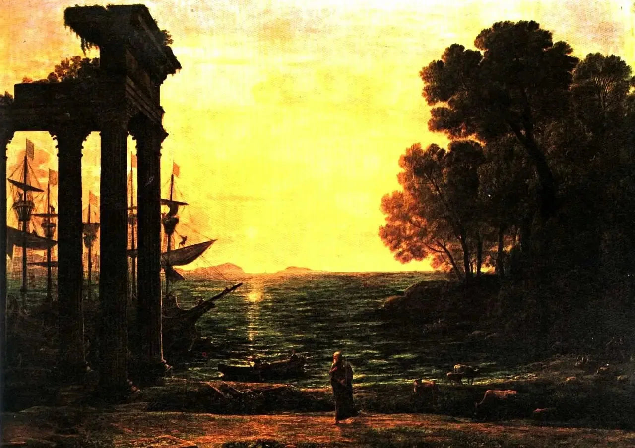 Paysage marin avec Ézéchiel pleurant sur les ruines de Tyr - Claude Lorrain image 1 reproduction d’œuvre d’art à l’huile
