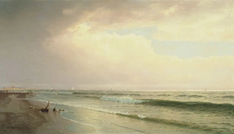 Paysage marin avec phare au loin, Atlantic City, New Jersey - William Trost Richards