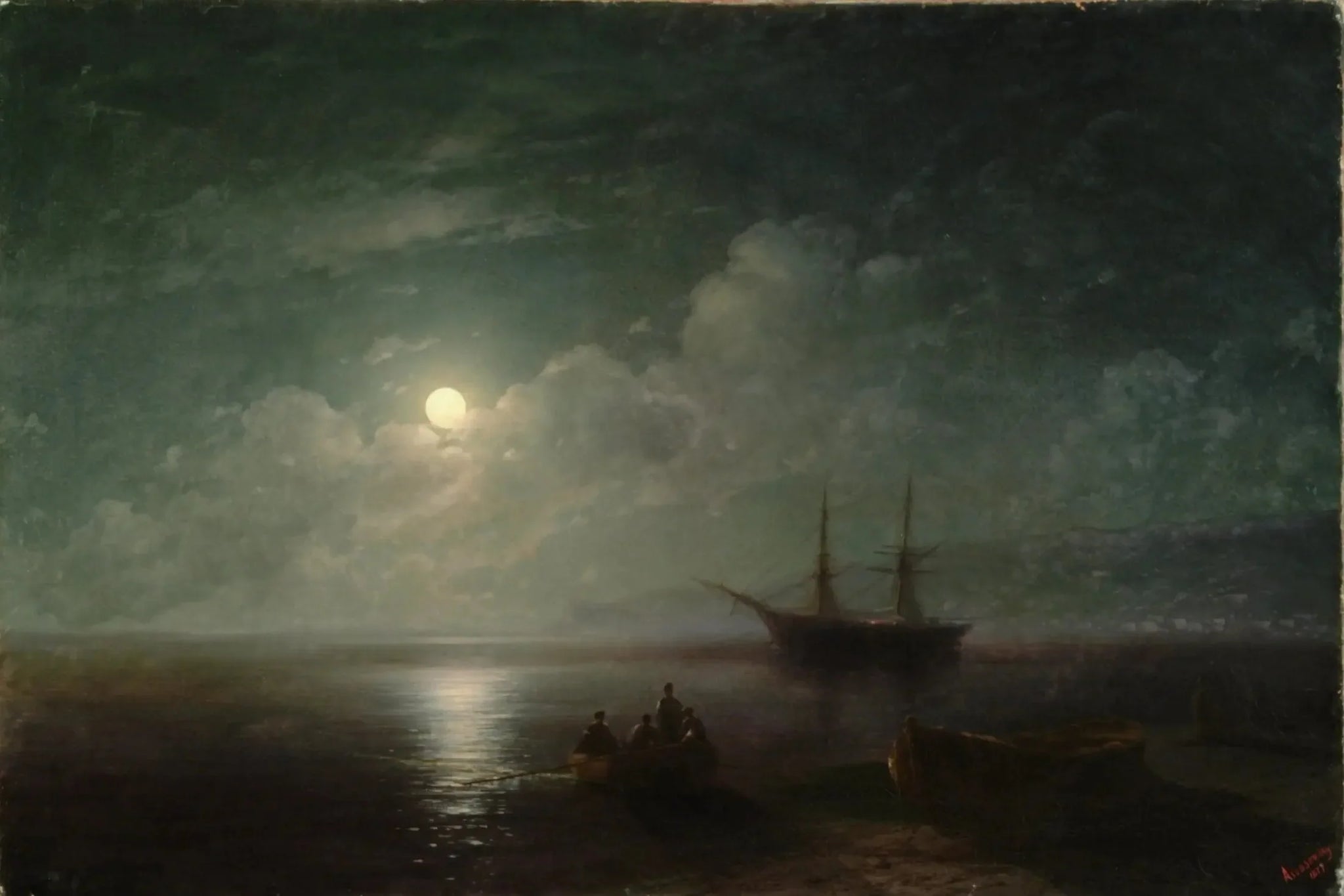 Paysage marin avec pleine lune - Ivan Aïvazovski image 1 reproduction réalisée par Alpha Reproduction
