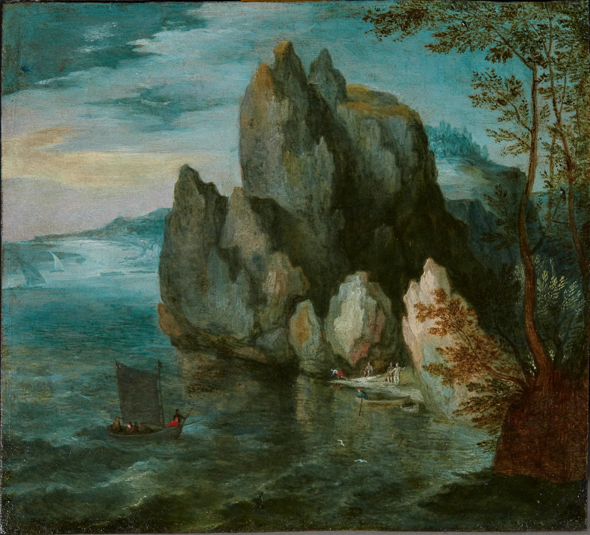 Paysage marin avec une haute falaise - Jan Brueghel l'Ancien image 1 reproduction de peinture à l’huile