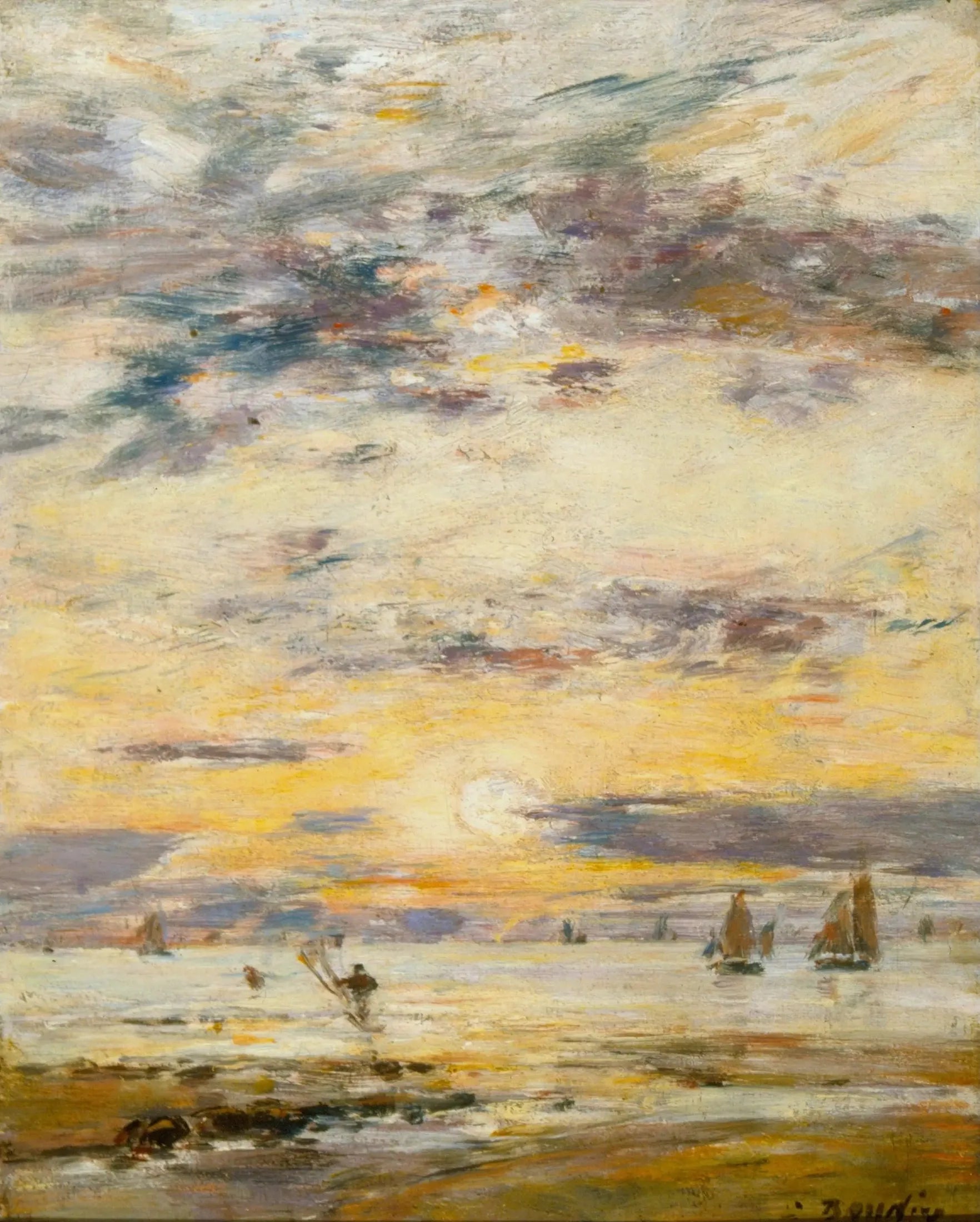 Paysage marin - Coucher de soleil - Eugène Boudin image 1 copie de tableau peinte à la main