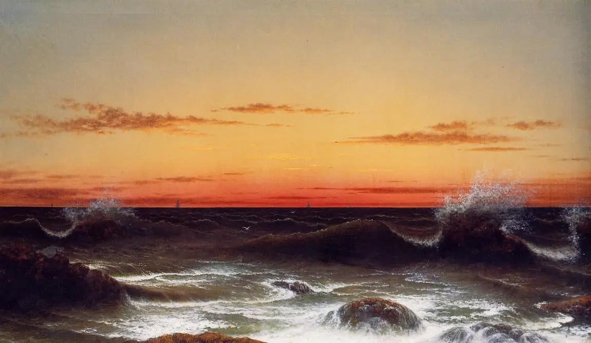 Paysage marin - Coucher de soleil - Martin Johnson Heade image 1 reproduction de peinture à l’huile