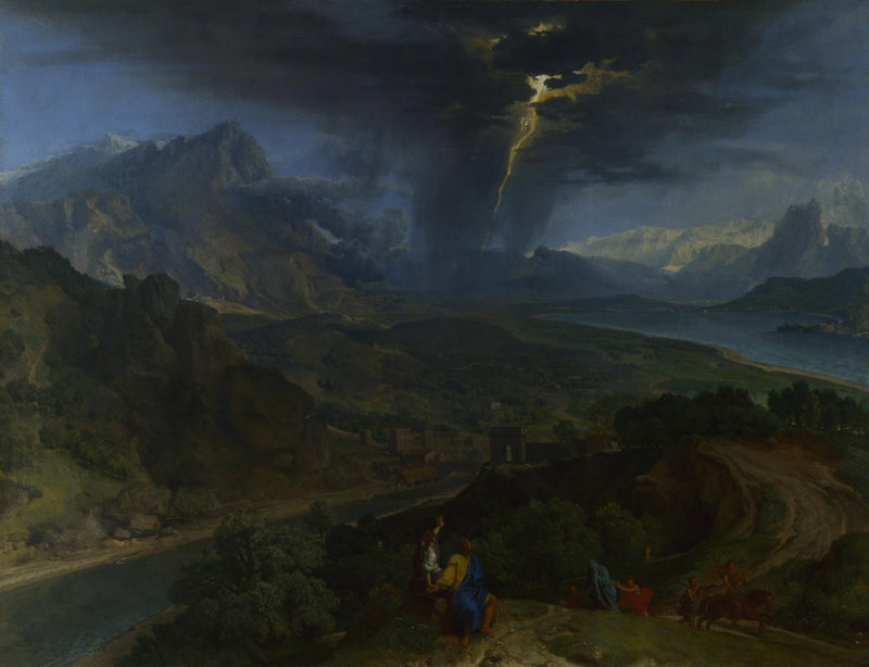 Paysage de montagne avec éclair - Francisque Millet