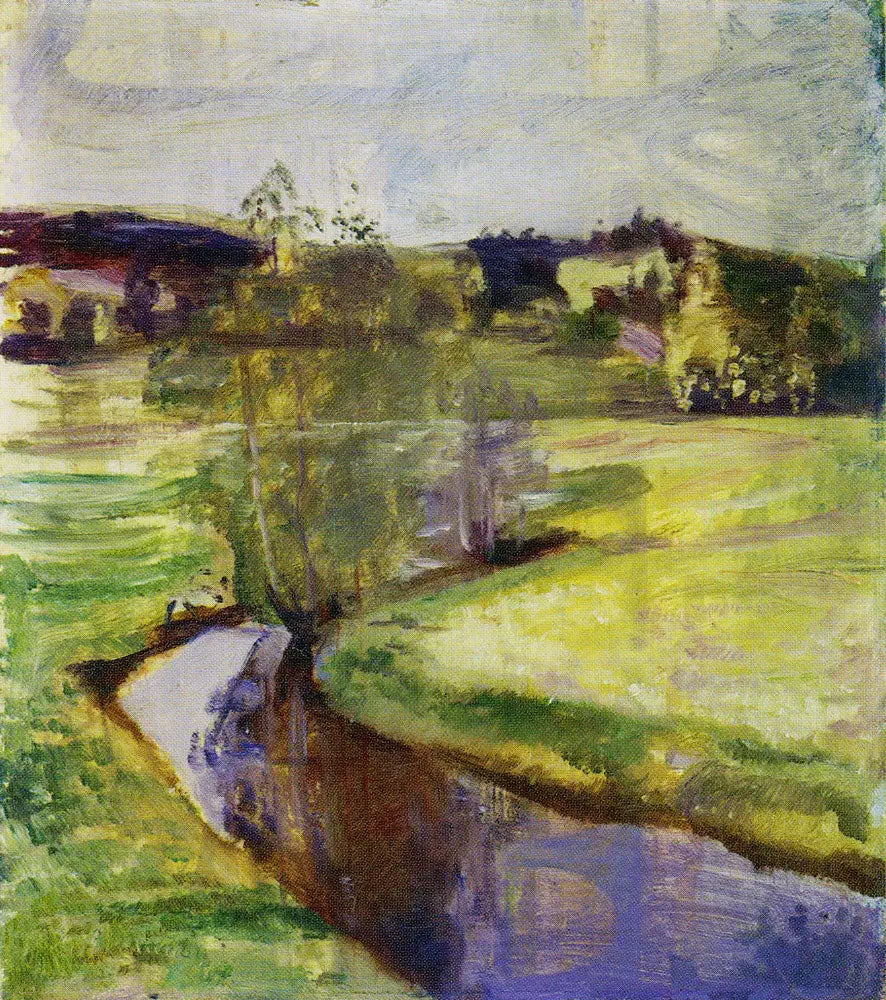 Paysage norvégien de printemps - Edvard Munch image 1 copie peinte à la main à l’huile