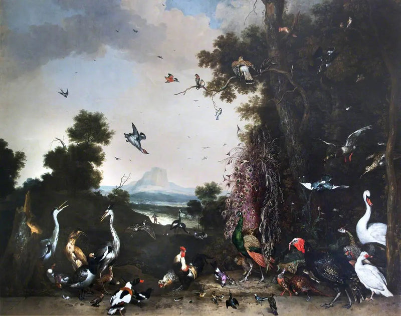 Paysage ouvert avec volailles et oiseaux aquatiques - Melchior de Hondecoeter