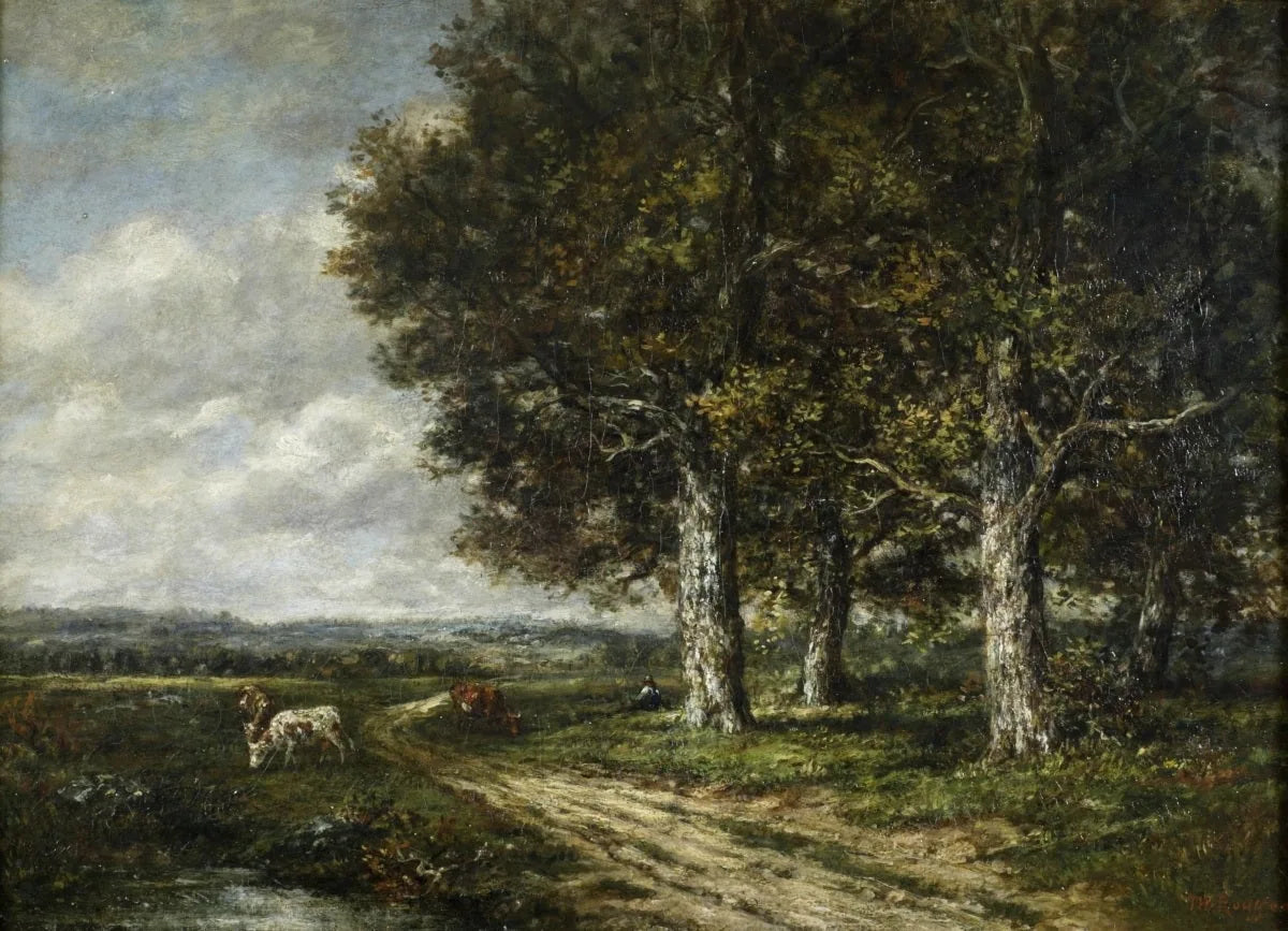 Paysage, passage des vaches - Théodore Rousseau image 1 reproduction de peinture à l’huile