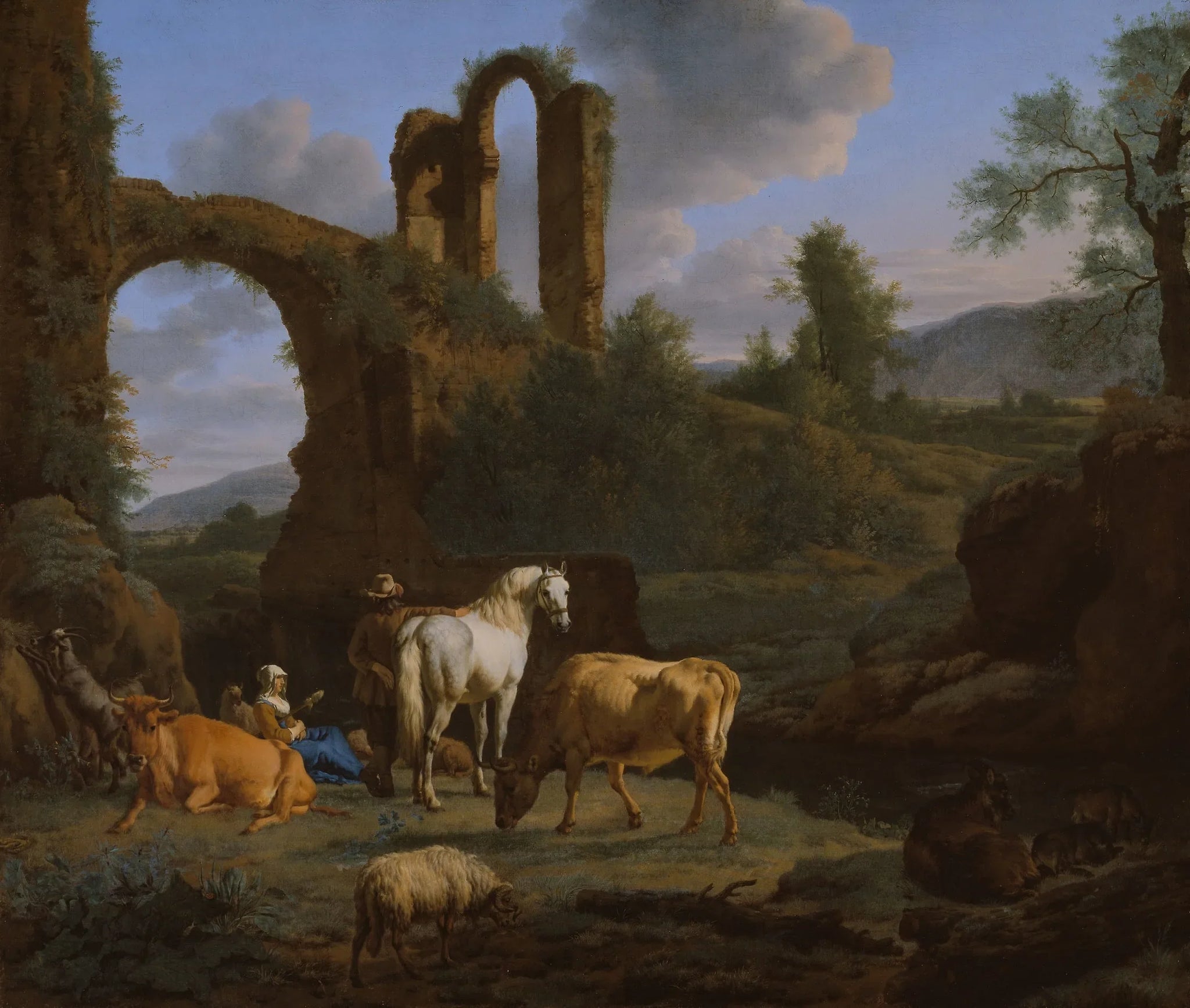 Paysage pastoral avec des ruines - Adriaen van de Velde image 1 reproduction artisanale de tableau