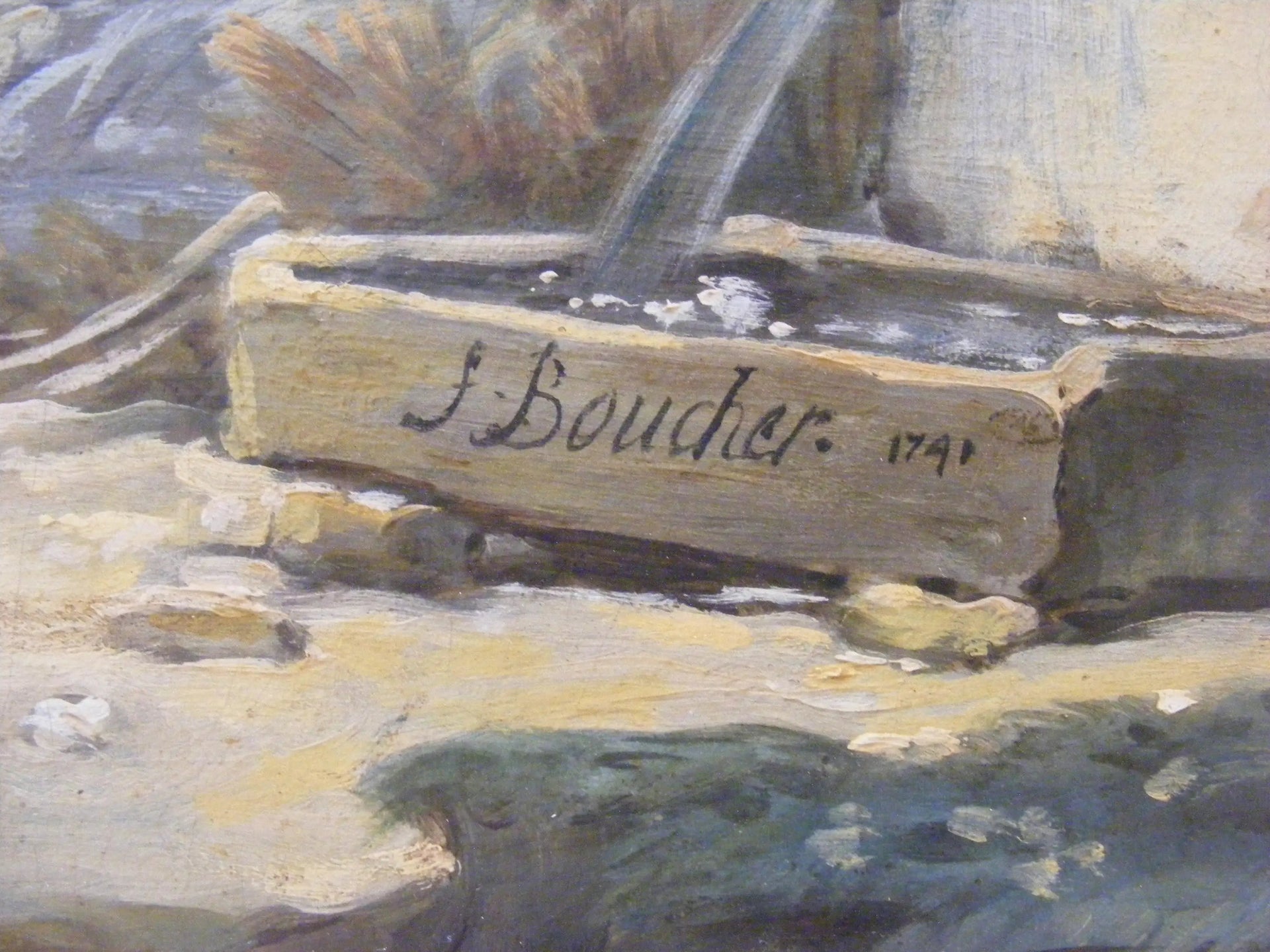 Paysage pastoral avec le fleuve - François Boucher image 1 reproduction artisanale de tableau