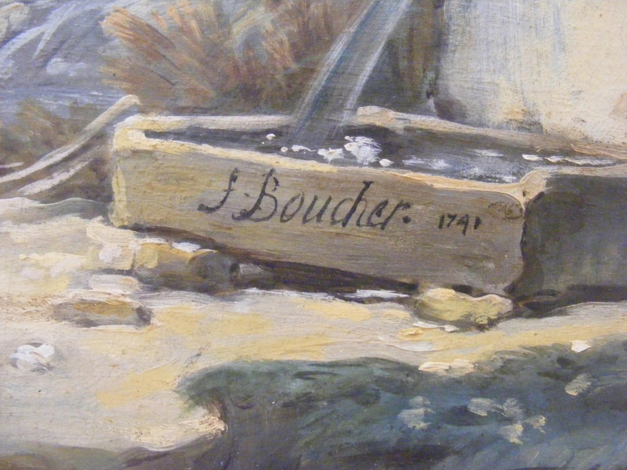 Paysage pastoral avec le fleuve - François Boucher image 1 reproduction artisanale de tableau