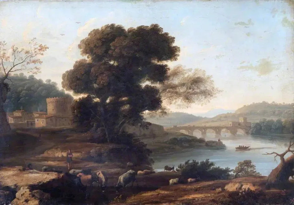 Paysage pastoral avec le Ponte Molle, Rome - Claude Lorrain image 1 copie de tableau peinte à la main